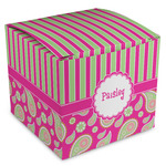 Pink & Green Paisley and Stripes Cube Favor Gift Boxes (Personalized)