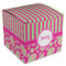 Pink & Green Paisley and Stripes Cube Favor Gift Box - Front/Main