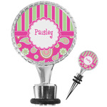 Pink & Green Paisley and Stripes Wine Bottle Stopper (Personalized)