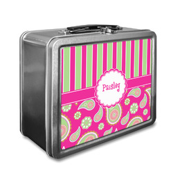 Pink & Green Paisley and Stripes Lunch Box (Personalized)
