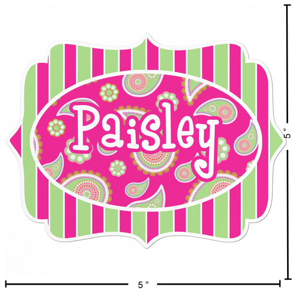 Pink & Green Paisley and Stripes Custom Shape Iron On Patches - L - APPROVAL