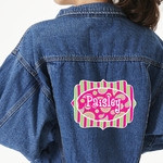 Pink & Green Paisley and Stripes Twill Iron On Patch - Custom Shape - 2XL - Set of 4 (Personalized)
