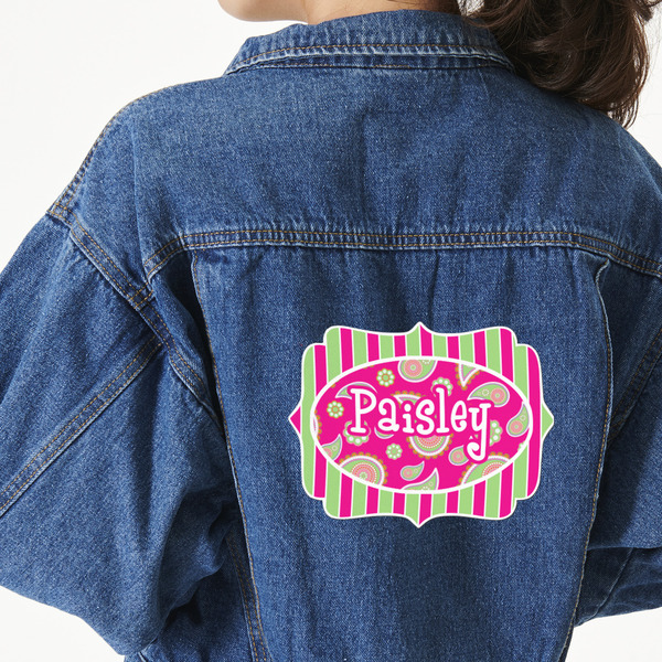 Custom Pink & Green Paisley and Stripes Large Custom Shape Patch - 2XL (Personalized)
