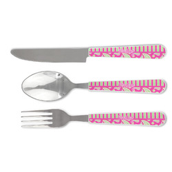 Pink & Green Paisley and Stripes Cutlery Set (Personalized)