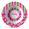 Pink & Green Paisley and Stripes Plastic Bowl - Microwave Safe - Composite Polymer (Personalized)