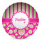 Pink & Green Paisley and Stripes Microwave Safe Plastic Plate - Composite Polymer (Personalized)