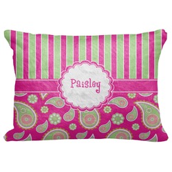 Pink & Green Paisley and Stripes Decorative Baby Pillowcase - 16"x12" (Personalized)