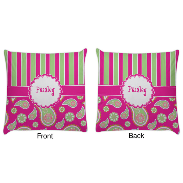 Pink & Green Paisley and Stripes Decorative Pillow Case - Approval
