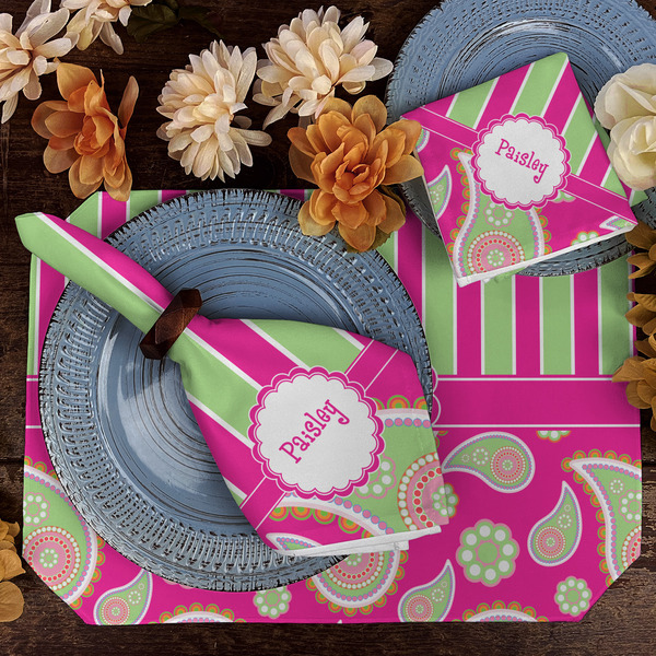 Pink & Green Paisley and Stripes Dining Set