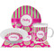 Pink & Green Paisley and Stripes Dinner Set - 4 Pc (Personalized)