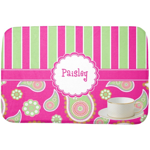 Pink & Green Paisley and Stripes Dish Drying Mat