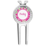 Pink & Green Paisley and Stripes Golf Divot Tool & Ball Marker (Personalized)