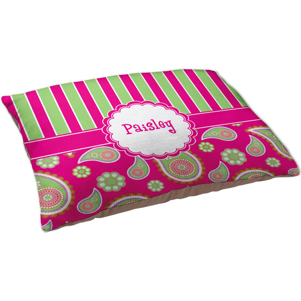 Pink & Green Paisley and Stripes Dog Bed - Large