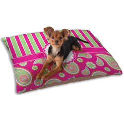 Pink & Green Paisley and Stripes Dog Bed - Small w/ Name or Text