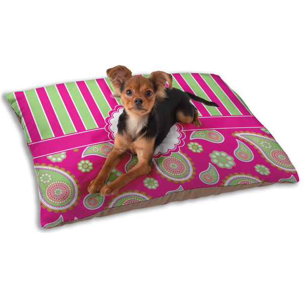 Pink & Green Paisley and Stripes Dog Bed - Small LIFESTYLE