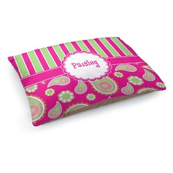 Pink & Green Paisley and Stripes Dog Bed - Medium w/ Name or Text