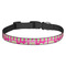 Pink & Green Paisley and Stripes Dog Collar - Medium - Front
