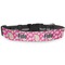 Pink & Green Paisley and Stripes Dog Collar Round - Main