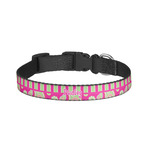 Pink & Green Paisley and Stripes Dog Collar - Small (Personalized)