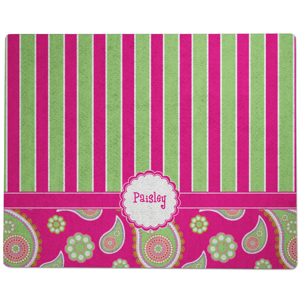 Pink & Green Paisley and Stripes Dog Food Mat - Large without Bowls