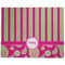 Pink & Green Paisley and Stripes Dog Food Mat - Large without Bowls