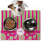 Pink & Green Paisley and Stripes Dog Food Mat - Medium w/ Name or Text