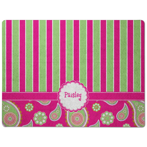 Pink & Green Paisley and Stripes Dog Food Mat - Medium without bowls