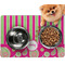Pink & Green Paisley and Stripes Dog Food Mat - Small w/ Name or Text