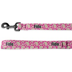 Pink & Green Paisley and Stripes Deluxe Dog Leash - 4 ft (Personalized)