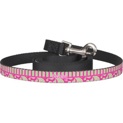 Pink & Green Paisley and Stripes Dog Leash (Personalized)