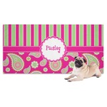 Pink & Green Paisley and Stripes Dog Towel (Personalized)
