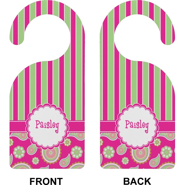 Pink & Green Paisley and Stripes Door Hanger (Approval)