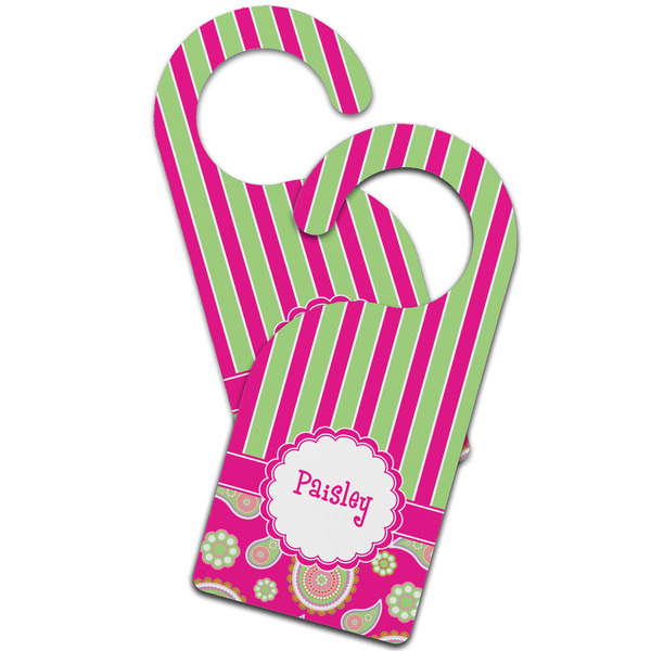 Pink & Green Paisley and Stripes Door Hanger - MAIN