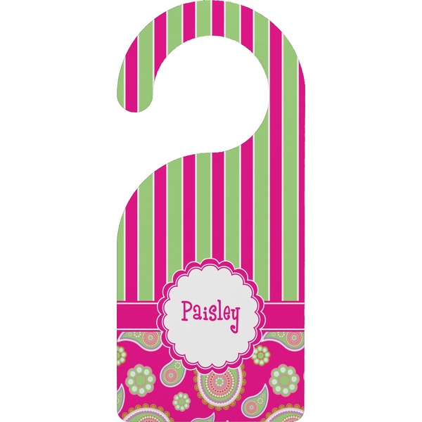 Custom Pink & Green Paisley and Stripes Door Hanger (Personalized)