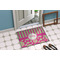Pink & Green Paisley and Stripes Door Mat Lifestyle