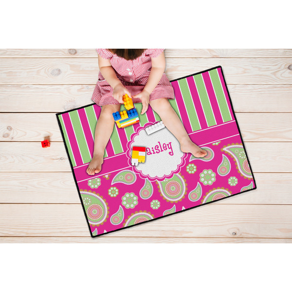 Pink & Green Paisley and Stripes Door Mats - LIFESTYLE kid