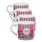 Pink & Green Paisley and Stripes Double Shot Espresso Mugs - Set of 4 Front