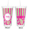 Pink & Green Paisley and Stripes Double Wall Tumbler with Straw - Approval