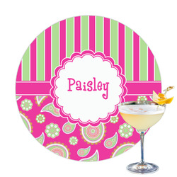 Pink & Green Paisley and Stripes Printed Drink Topper - 3.25" (Personalized)
