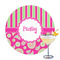 Pink & Green Paisley and Stripes Drink Topper - Large - Single with Drink