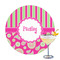 Pink & Green Paisley and Stripes Printed Drink Topper (Personalized)