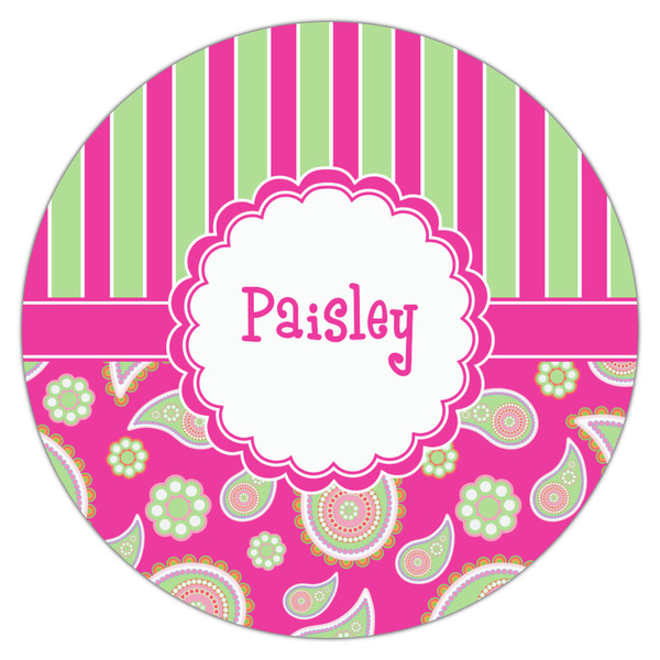 Pink & Green Paisley and Stripes Drink Topper - Large - Single