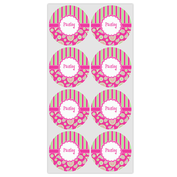 Pink & Green Paisley and Stripes Drink Topper - Medium - Set of 12