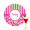 Pink & Green Paisley and Stripes Drink Topper - Medium - Single with Drink