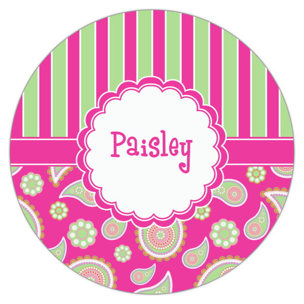 Pink & Green Paisley and Stripes Drink Topper - Medium - Single