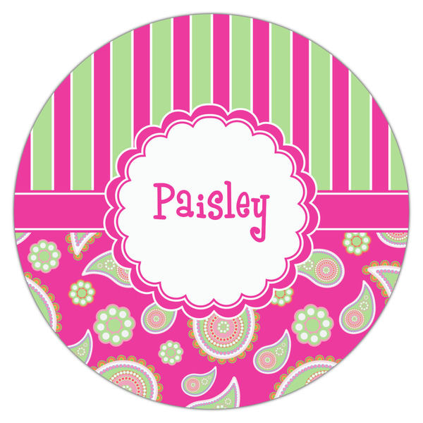 Pink & Green Paisley and Stripes Drink Topper - XLarge - Single