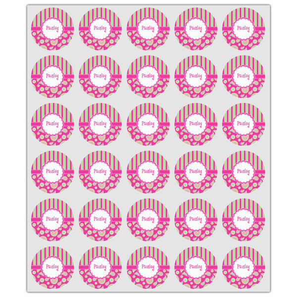 Pink & Green Paisley and Stripes Drink Topper - XSmall - Set of 30