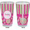 Pink & Green Paisley and Stripes Pint Glass - Full Color - Front & Back Views