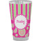 Pink & Green Paisley and Stripes Pint Glass - Full Color - Front View