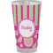 Pink & Green Paisley and Stripes Pint Glass - Full Color (Personalized)